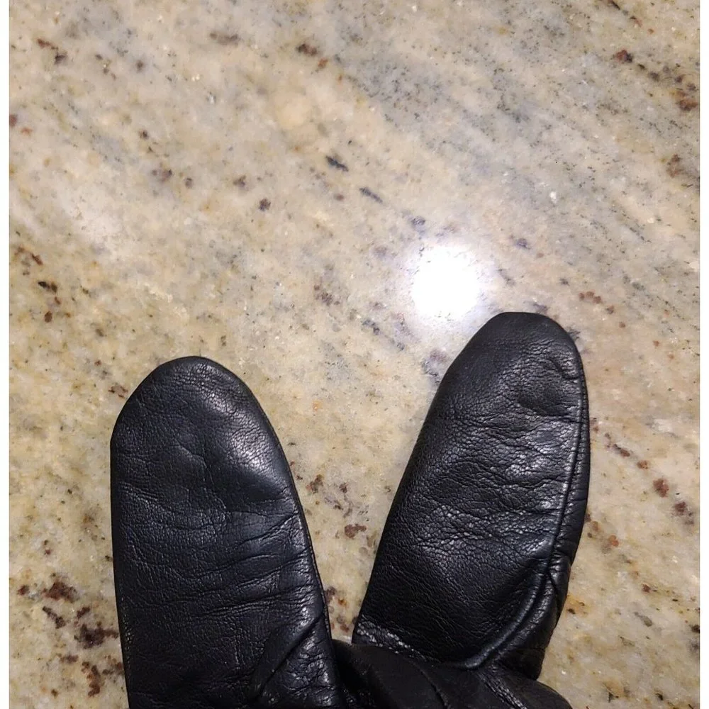 New! Size L Women's Black Leather Gloves 9.5